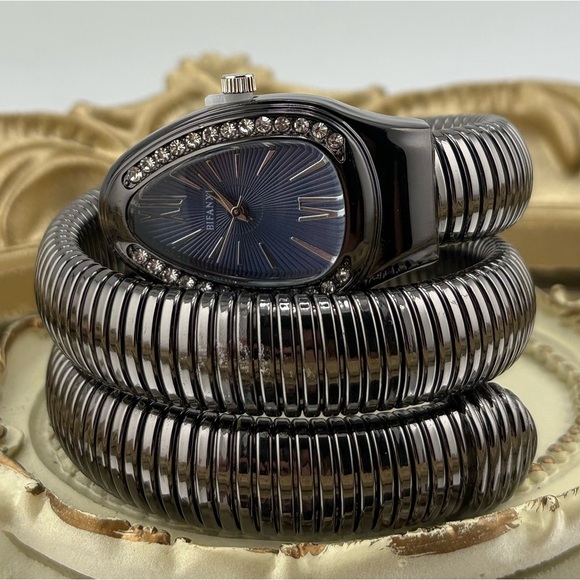 Serpenti Wrap Bracelet Watch – Black-Gray Tone / Dark Blue Dial ✨ main image 14